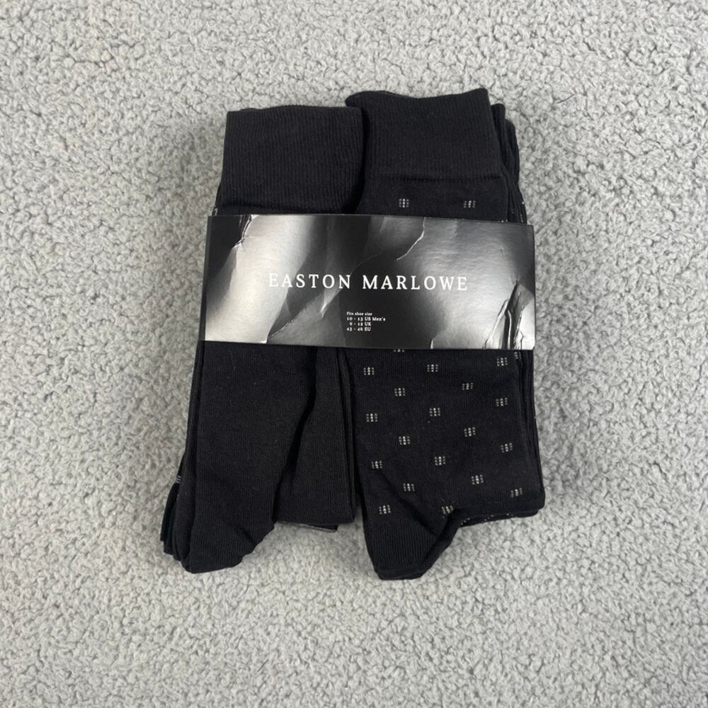 EASTON MARLOWE Men's Shoe Size 10-13 Black White Cotton Polyamide Elastane 6PK